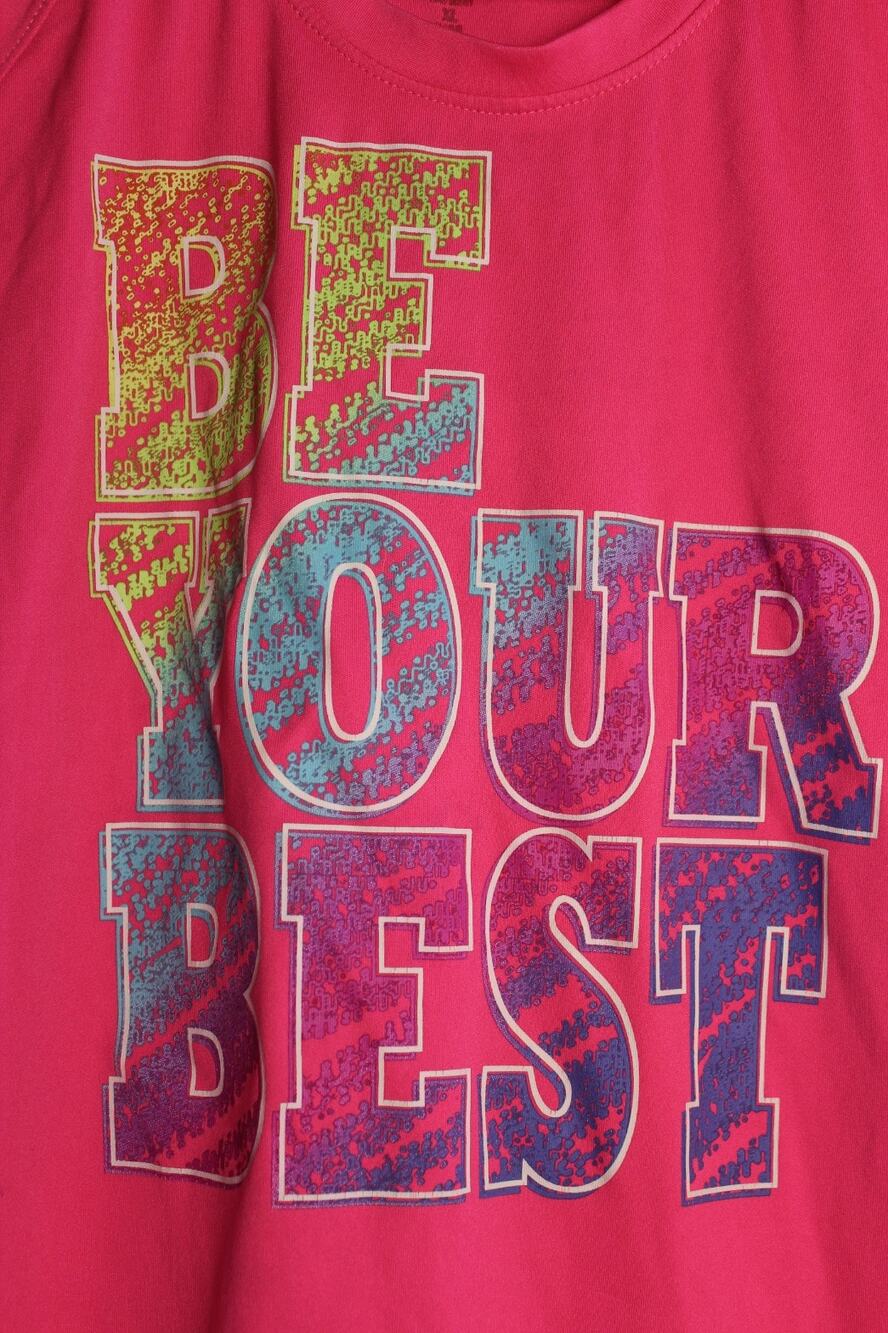 Energy Zone Girls XL 14/16 Hot Pink Be Your Best Graphic Athletic T-Shirt